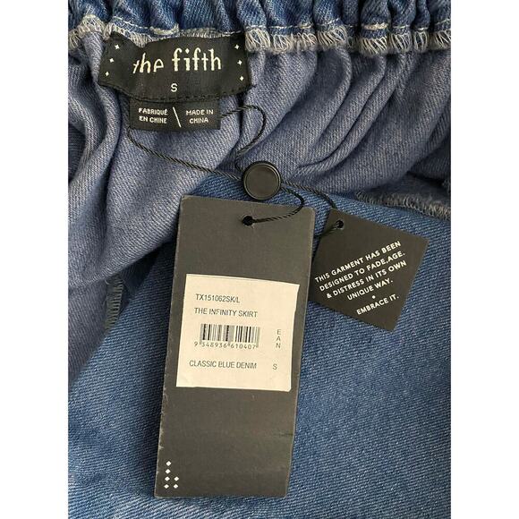 The Fifth Label Women's Infinity Skirt Classic Blue Denim Wrap Waist Stretch NWT - Picture 8 of 11